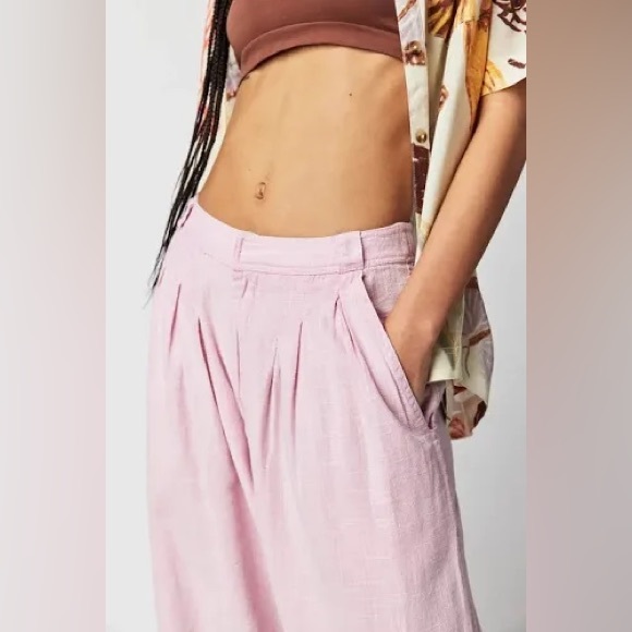 Free People Pants - Free People Lotta Love Linen Trousers Rose 10
